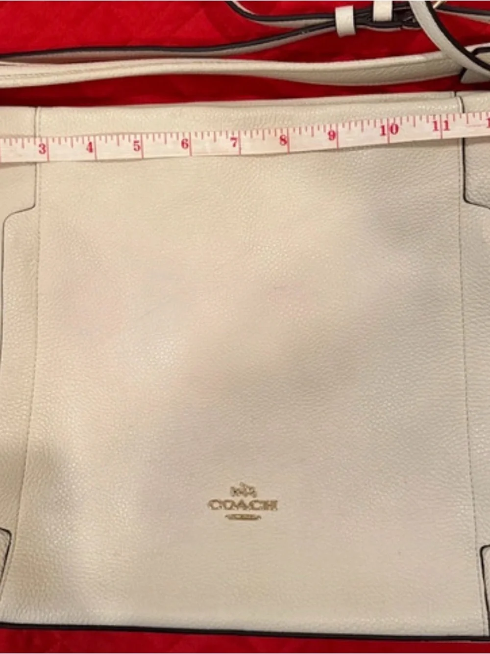Coach Cream Pebbled Leather Shoulder Bag with Gold Hardware
